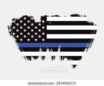 thin blue line american flag, grunge vector graphic design