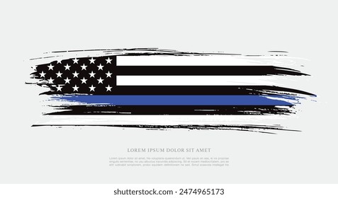 thin blue line american flag, grunge vector graphic design