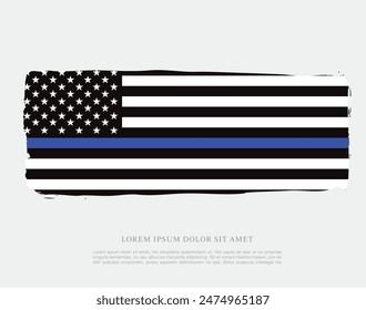 thin blue line american flag, grunge vector graphic design