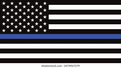 thin blue line american flag, vector graphic design