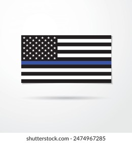 thin blue line american flag, vector graphic design