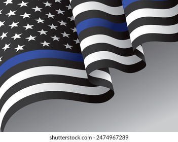 thin blue line american flag, vector graphic design