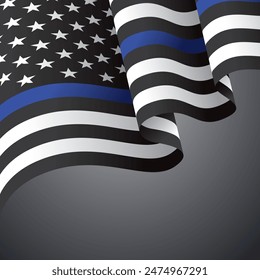 thin blue line american flag, vector graphic design