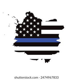 Thin Blue Line amerikanische Flagge, Grunge Vektorgrafik Grafikdesign