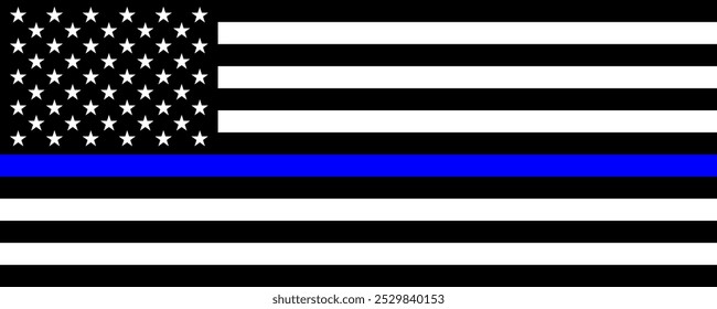 Fino Blue Line American Flag, versão longa, Vetor Images