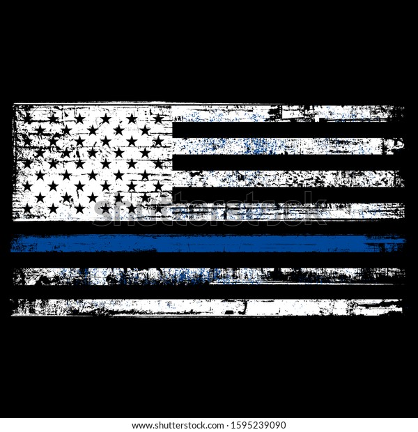 Thin Blue Line American Police Law Stock Vector (Royalty Free) 1595239090