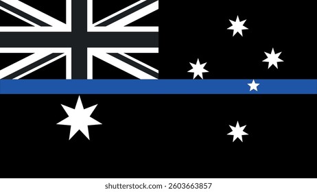 Thin Blue Line Australia High Quality Flag Clipart, Flag Icon, Vector Illustration, Premium Quality Digital Download