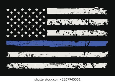 Thin Blue Line Flag Design Illustration