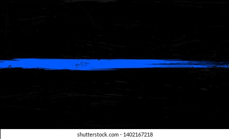 Thin Blue Line Flag With Grunge Paint Trace - A Sign To Honor And Respect Police, Army And Military Officers.