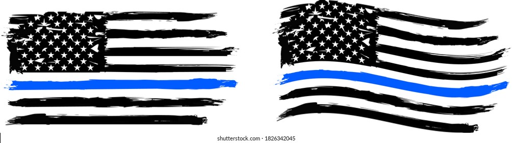 Thin blue line. Flag with Police Blue Line - Distressed American flag.	