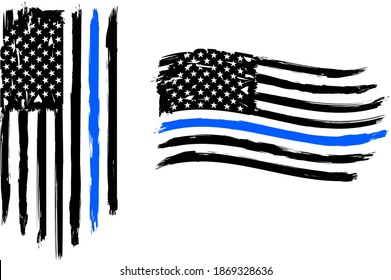 Thin Blue Line Flag Police Blue Stock Vector (Royalty Free) 1869328636