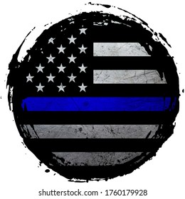 Thin Blue Line Grunge American Flag Icon