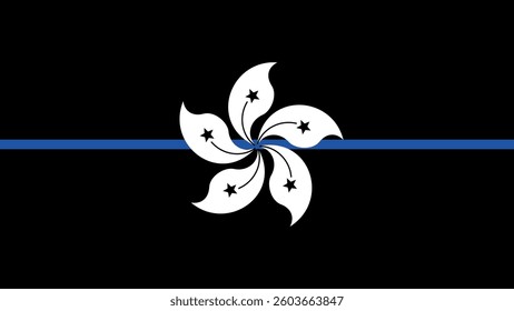 Thin Blue Line Hong Kong High Quality Flag Clipart, Flag Icon, Vector Illustration, Premium Quality Digital Download