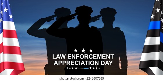 Thin Blue Line. National Law Enforcement Appreciation Day. EPS10 vector