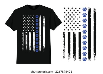 Thin Blue Line Police K9 Dog American Flag Design svg