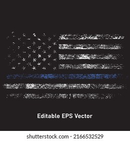 Thin Blue Line Police Officer American Flag T-Shirt Vector Design, Back The Blue T-Shirt.