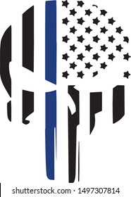 Thin Blue Line Police Support Vector Silhouette