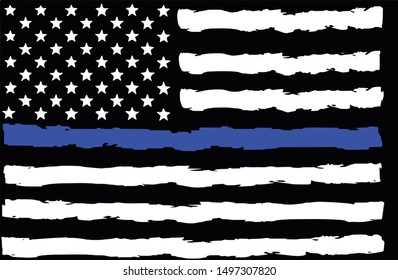 Thin Blue Line Police Support Vector Silhouette