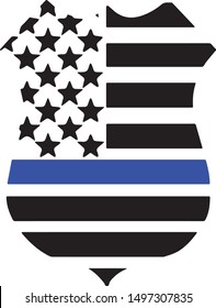 Thin Blue Line Police Support Vector Silhouette