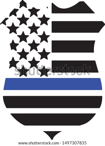 Thin Blue Line Police Support Vector Silhouette