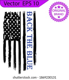 Thin blue line US flag. Flag with Police Blue Line - Distressed and splash american flag