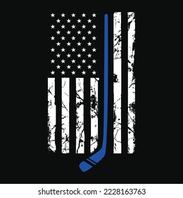 Thin Blue Line USA American Flag Police Family Hockey