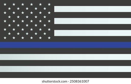 Thin blue line USA Flag. American Police Support Flag. Vector illustration