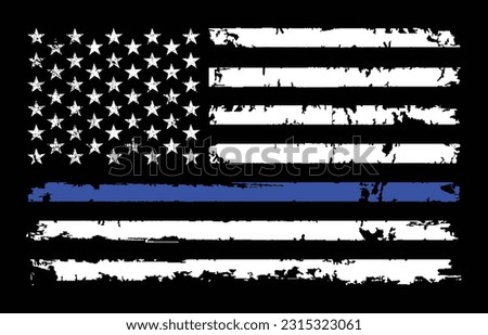 Thin blue line american flag design background Vector Image