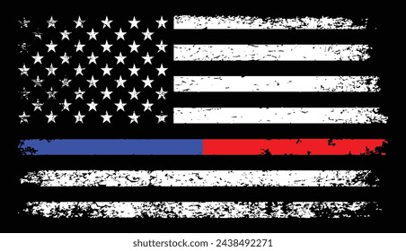 Thin Blue And Red Line Flag Vector