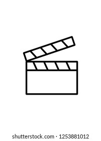 thin the cinema clapper icon on white background