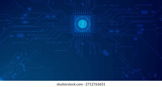 Dünne Leiterbahnlinien in Blau auf dunklem Technologiehintergrund. Abstrakte digitale Tech-BG. Elektronik- und Computertechnologiekonzept Chip und Platine. Vektorgrafik. Chip-Anschlüsse.