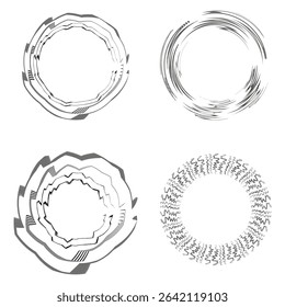 Thin circular frame. Transparent ring sketch. Light round shapes. Vector minimal contour.
