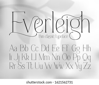 Thin classic style font with grayscale abstract background