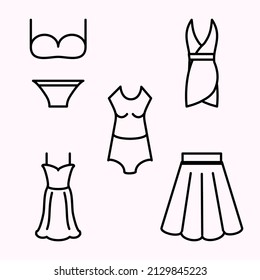 THIN CLOTHES ICON. a set of Thin Women's Clothing Icons