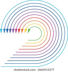 Flechas delgadas de color en estilo LGBT, flechas en un círculo apuntando hacia arriba
