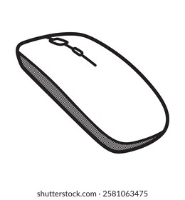 thin computer mouse vector image facing top left