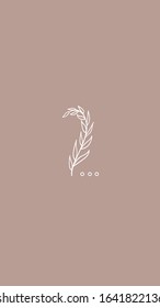 Thin contour of a flower branch, minimalistic trendy pattern.
