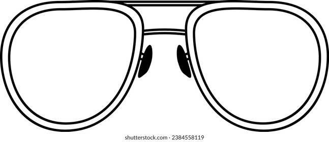 Thin contour line of classic aviator glasses. Eye protection accessory liner icon. Health and vision protection. Simple black and white vector isolated on white background