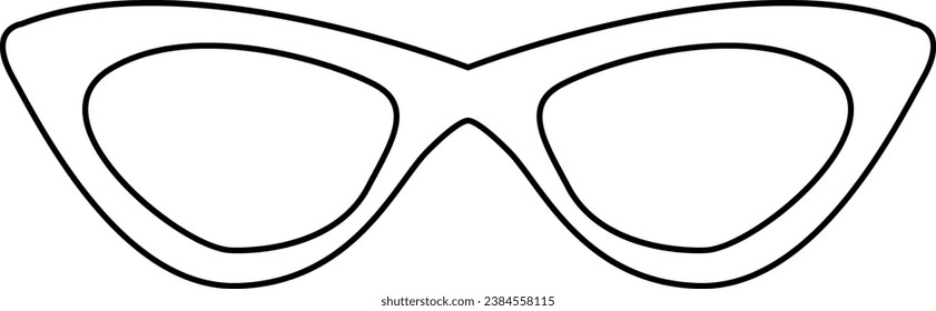 Línea delgada de contorno de gafas de ojo de gato largo. Icono de revestimiento de accesorio de protección ocular. Protección de la salud y la visión. Vector simple en blanco y negro aislado en fondo blanco