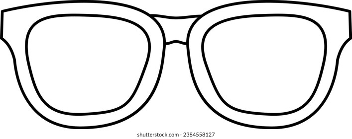 Thin contour line of Female glasses lady boss. Eye protection accessory liner icon. Health and vision protection. Simple black and white vector isolated on white background