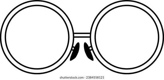 Thin contour line of round glasses. Eye protection accessory liner icon. Health and vision protection. Simple black and white vector isolated on white background