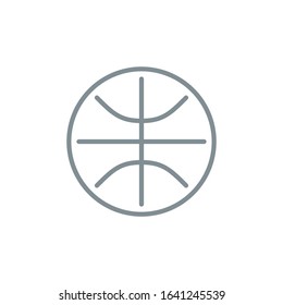 Thin contour lines icon basketball ball isolated on white background. Modern design minimalistic style black and white outline sign classic basketball illustration single ball.