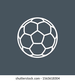 Thin contour lines icon soccer ball for playing football isolated on black background. Modern design minimalistic style black and white outline sign classic leather soccer ball.