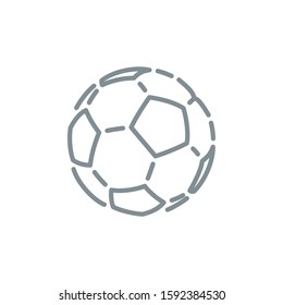 Thin contour lines icon soccer ball for playing football isolated on white background. Modern design minimalistic style black and white outline sign classic leather soccer ball.