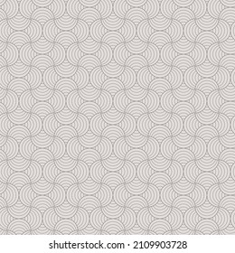 Thin Curl Lines Retro Geometric Seamless Background in Black and White Color. Vector Tileable pattern.