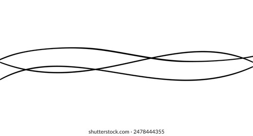 Thin curve line wavy abstract background. Vector illustration.