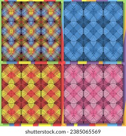 Thin curve lines that overlap to form various shapes. Seamless pattern vector collection.