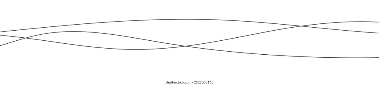 Líneas onduladas curvadas delgadas. Tres líneas onduladas negras sobre fondo blanco. Ilustración vectorial