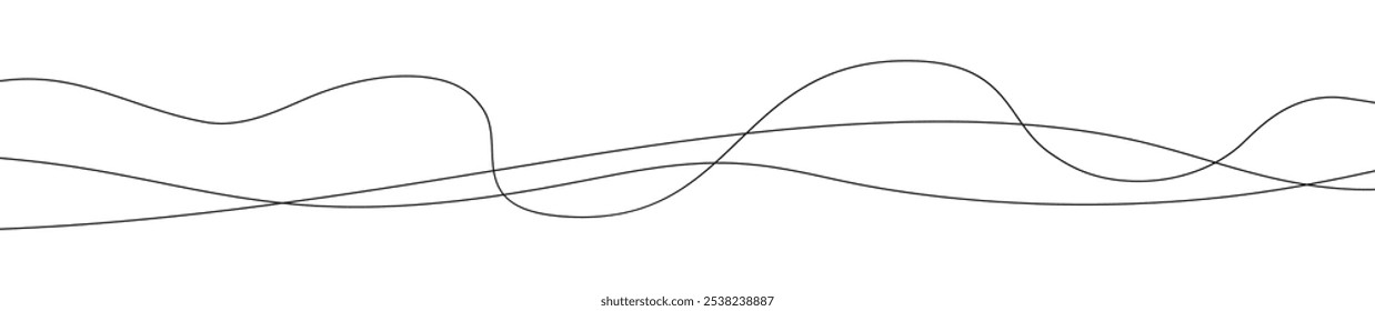Thin curved wavy lines. Three black wavy lines on white background. Vector illustration