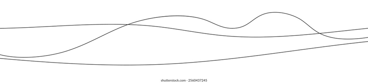 Thin curved wavy lines. Three black wavy lines on white background. Vector illustration